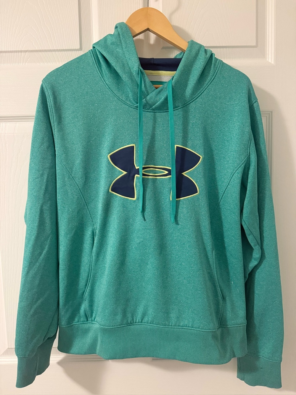 Under Armour ColdGear Hoodie Women’s XL Teal Fleece Pullover Semi-Fitted